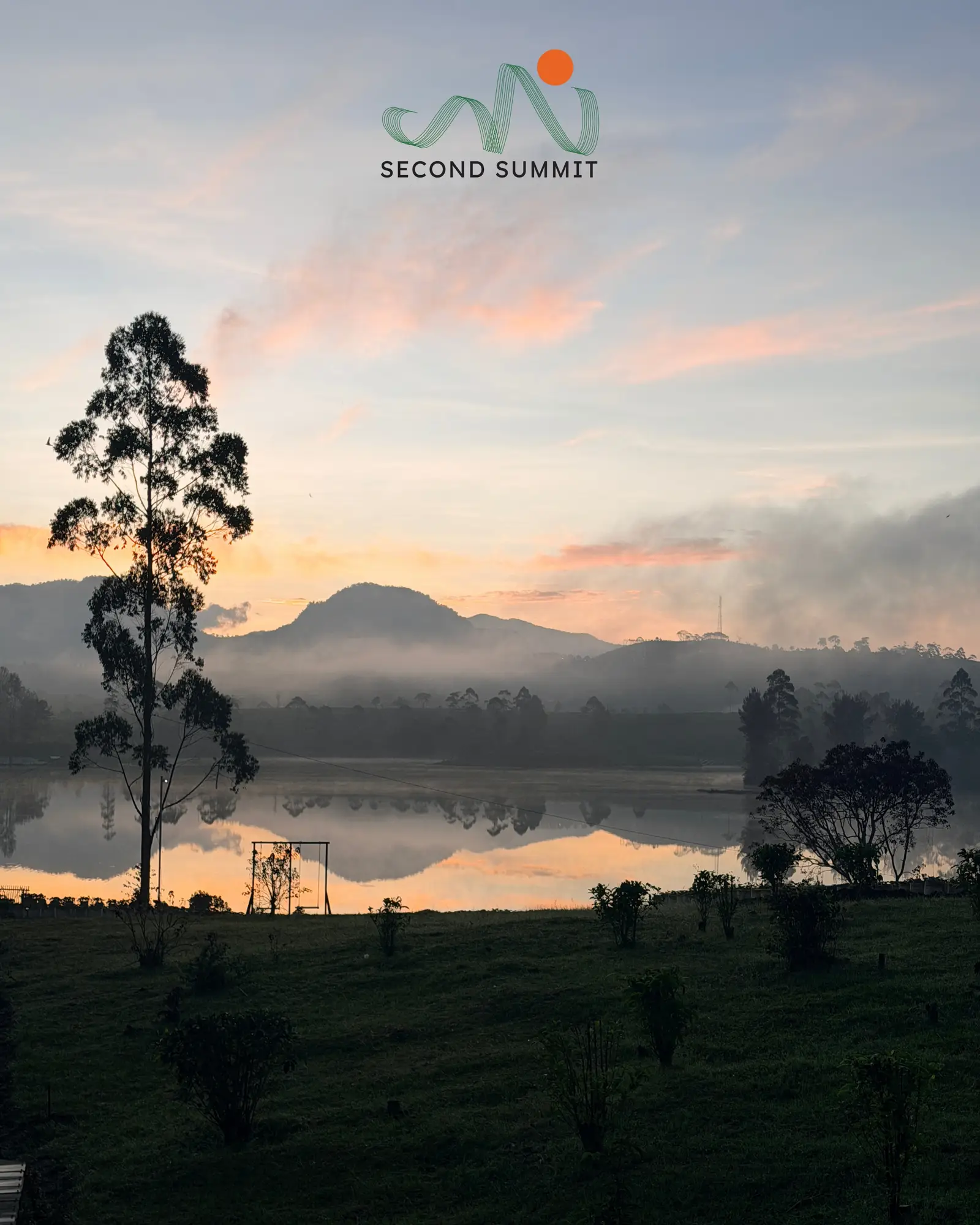 Misty sunrise over the lake at Second Summit